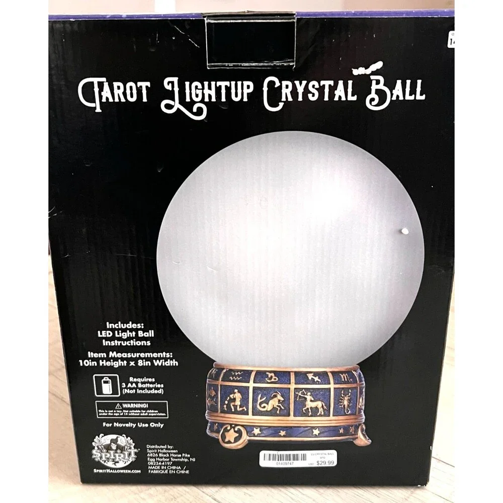 Spirit Tarot Light Up Crystal Ball Lamp Zodiac Astrology Celestial Halloween EUC